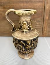 Load image into Gallery viewer, Vintage West German Figural Relief Vases, Cream - Brown - Gold Ceramic Pair (1960s-70s)