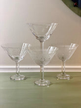 Load image into Gallery viewer, Dansk Karin Organix Martini Glasses Set of 4 | Frosted Botanical Cocktail Glasses | Vintage Style Barware