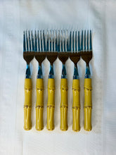 Load image into Gallery viewer, Cambridge Bamboo Flatware Set for 6, 24 Piece Yellow Faux Bamboo Silverware, Chinoiserie Palm Beach Regency Tableware