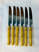 Load image into Gallery viewer, Cambridge Bamboo Flatware Set for 6, 24 Piece Yellow Faux Bamboo Silverware, Chinoiserie Palm Beach Regency Tableware