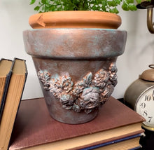 Load image into Gallery viewer, Faux Copper Patina Clay Pot - Hand Painted
