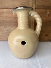 Load image into Gallery viewer, Folk Art Pottery Jug, Twisted Handle, Hand Thrown, Earthenware, Primitive
