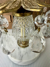 Load image into Gallery viewer, Pair of Hollywood Regency Crystal Candlesticks with Prisms, Marble Base
