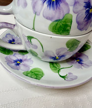Load image into Gallery viewer, Pansy Tea Set | Andrea by Sadek | Vintage Floral Teapot, Cup, Saucer (Stacking Design)
