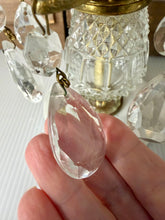 Load image into Gallery viewer, Pair of Hollywood Regency Crystal Candlesticks with Prisms, Marble Base
