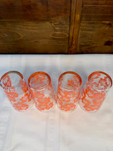 Load image into Gallery viewer, Vintage 1970s Orange Floral Drinking Glasses - Set of 4, Retro Flower Power Juice Tumblers, Mid Century Kitchen Glassware
