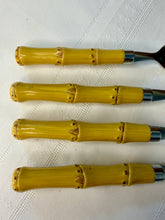 Load image into Gallery viewer, Cambridge Bamboo Flatware Set for 6, 24 Piece Yellow Faux Bamboo Silverware, Chinoiserie Palm Beach Regency Tableware
