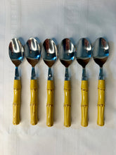 Load image into Gallery viewer, Cambridge Bamboo Flatware Set for 6, 24 Piece Yellow Faux Bamboo Silverware, Chinoiserie Palm Beach Regency Tableware
