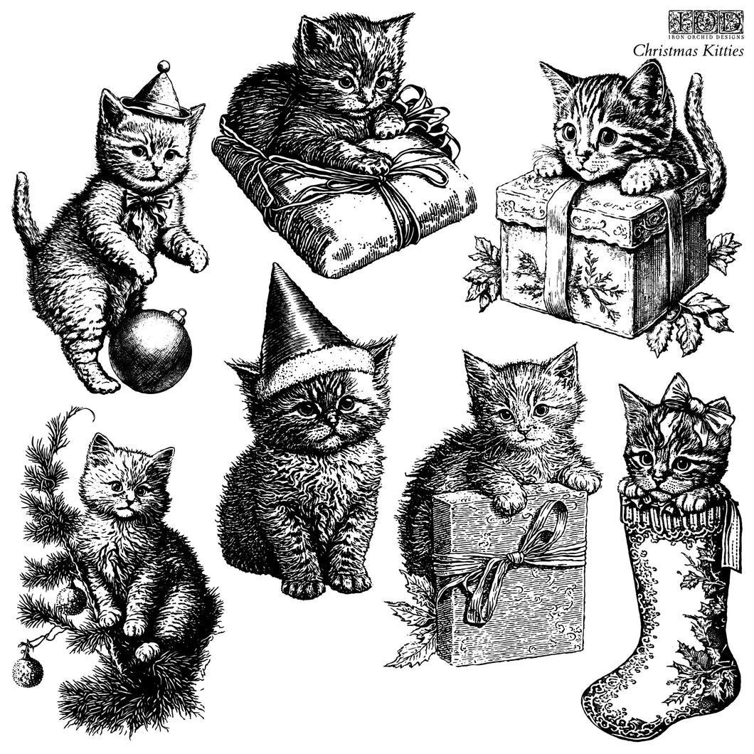 Christmas Kitties IOD Decor Stamp ***Limited Release***