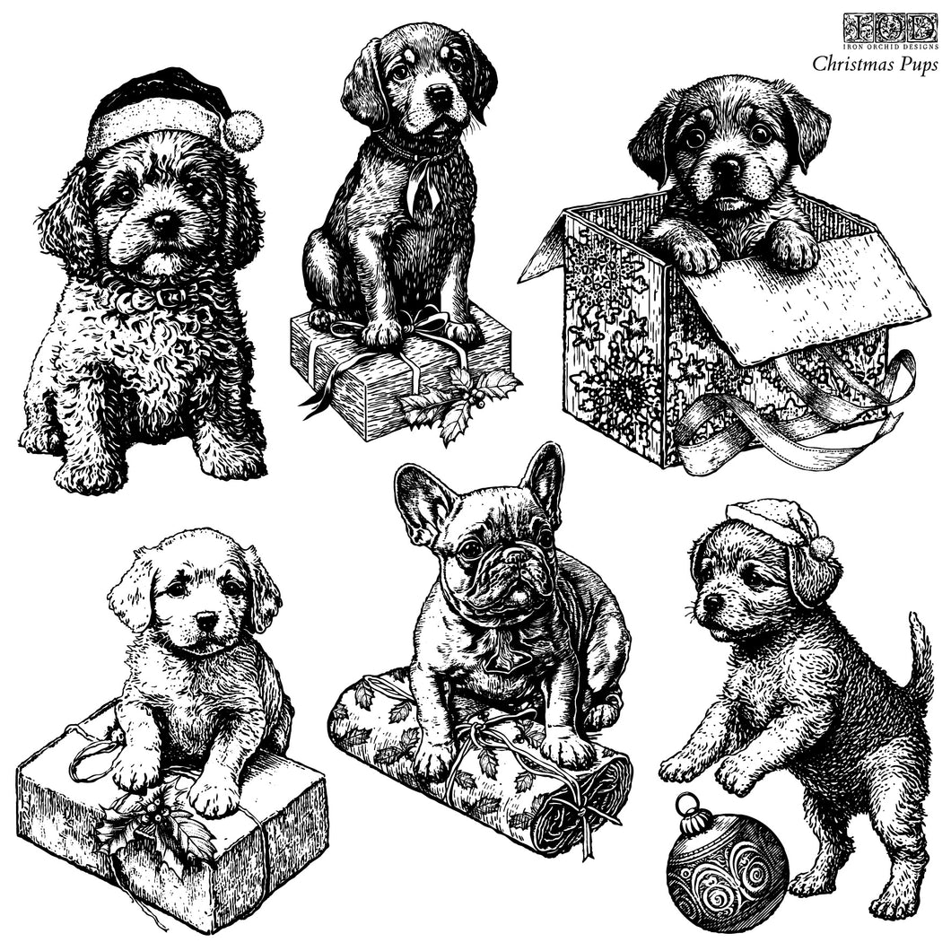 Christmas Pups IOD Decor Stamp ***Limited Holiday Release***