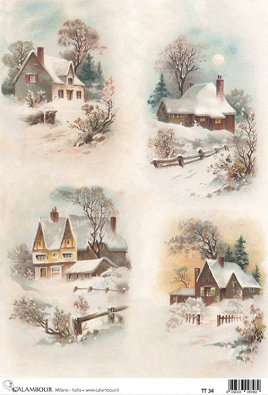 Snow Covered Houses - Decoupage Queen