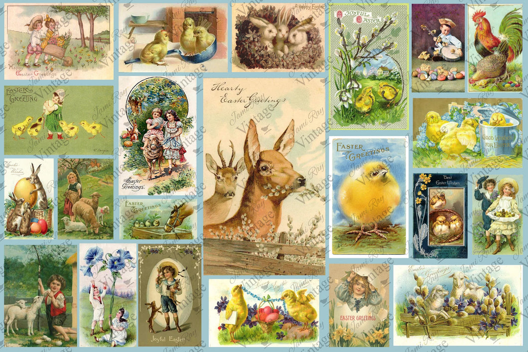 JRV Decoupage Paper - Vintage Easter Cards